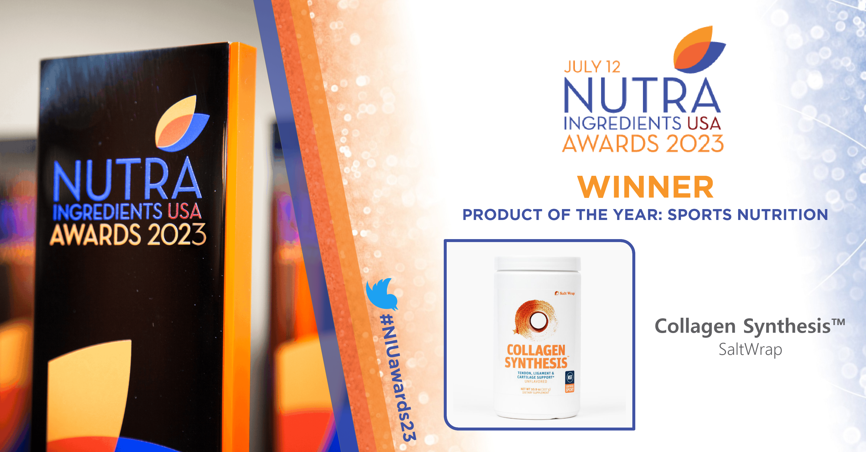 Collagen Synthesis™ won Sports Nutrition Supplement of the Year at the NutraIngredient-USA 2023 Awards.