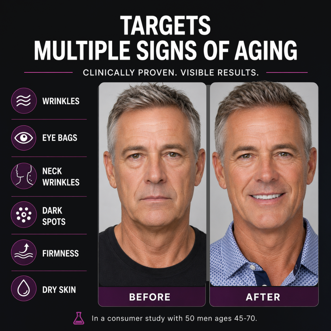 targets wrinkles eye bags, neck wrinkles, dark spots, firmness, dry skin