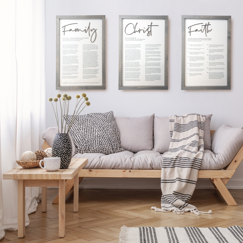 The Living Christ, The Family: A Proclamation to the World, The Articles of Faith | LDS Proclamations Modern Wall Décor Signs