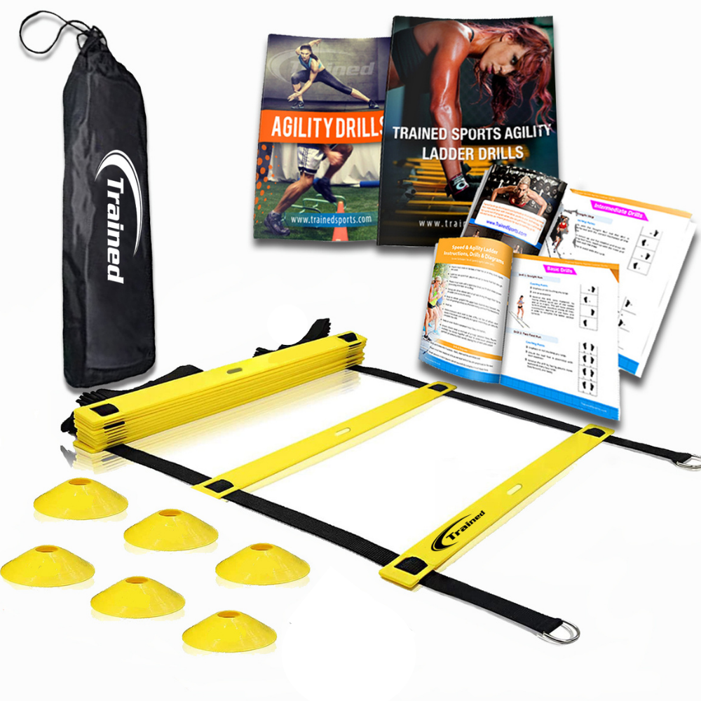 Trained Agility Ladder Bundle 6 Sports Cones, 2 Agility Drills eBook and Carry Case