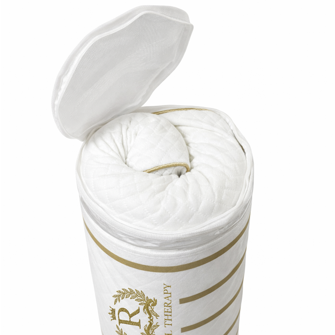 Travel pillow rolled inside its pouch
