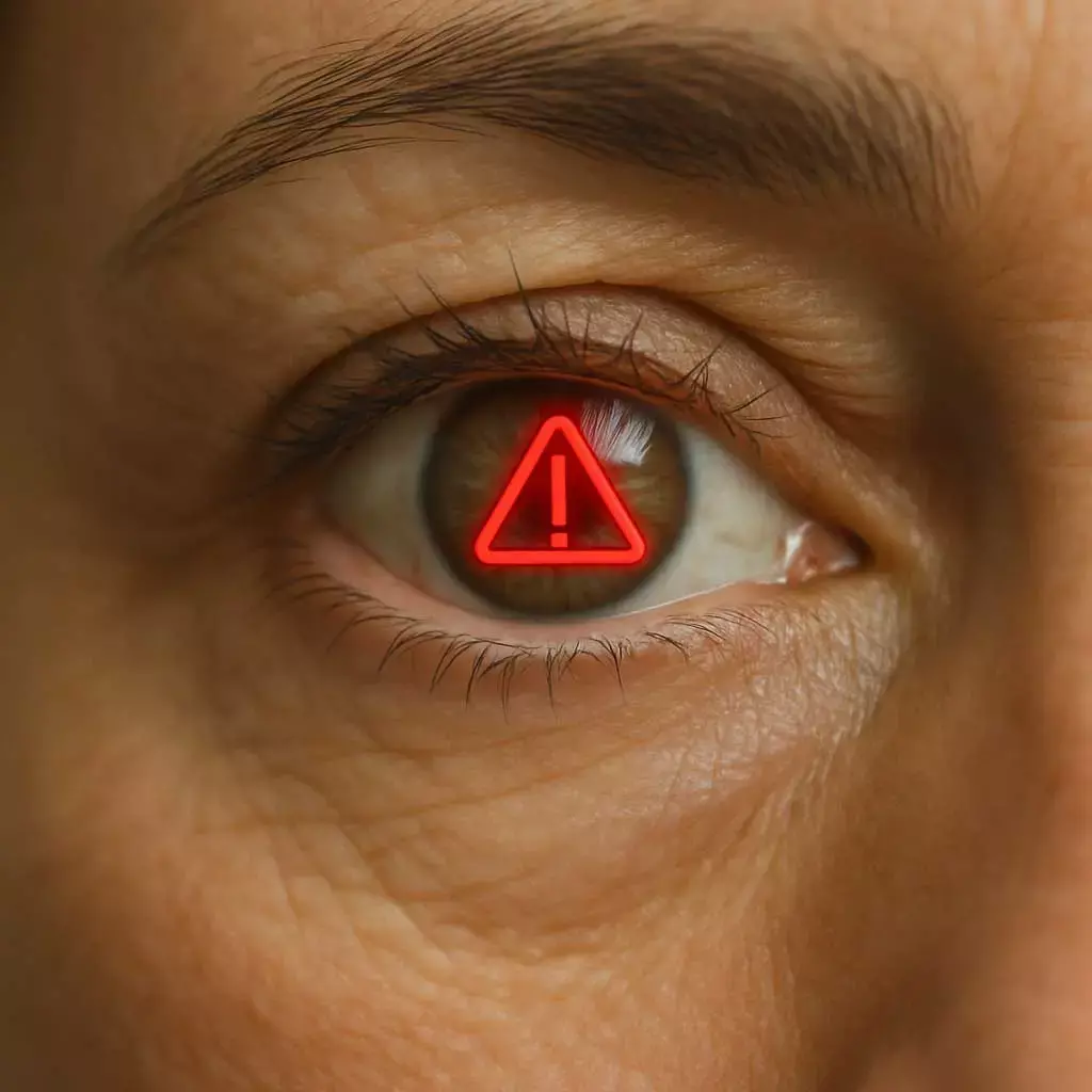 Warning sign to take immediate actions for eye care