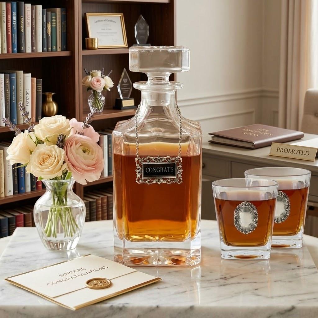 Congrats decanter set for woman's promotion