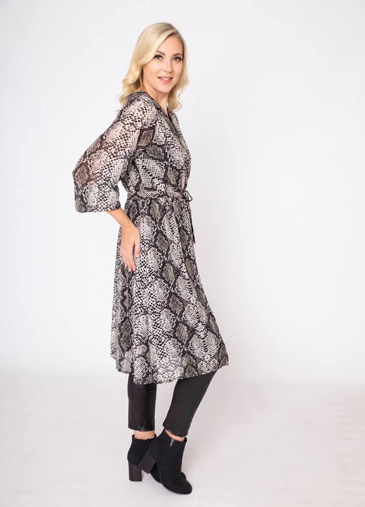 Snake Print Wrap Midi Dress