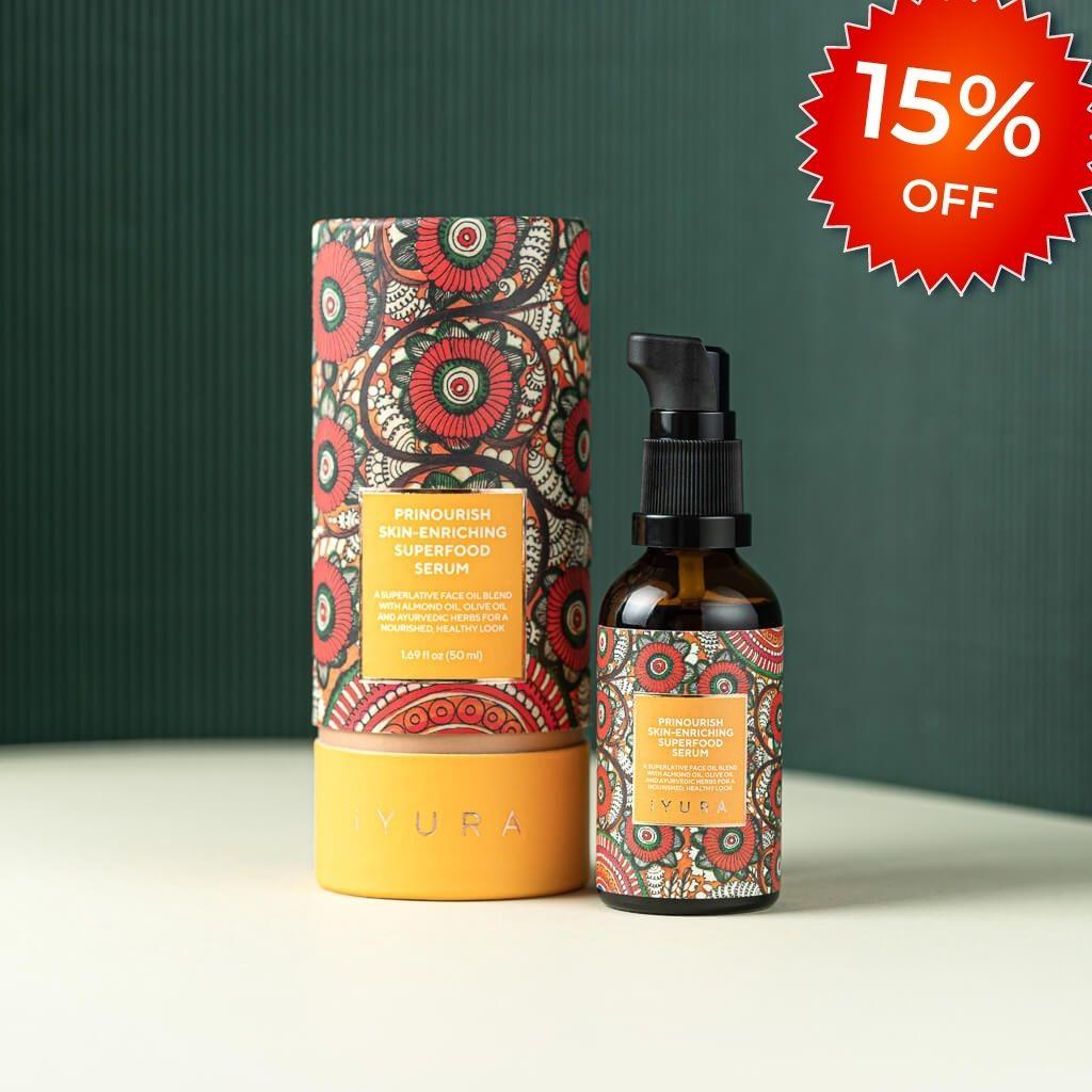 Prinourish Skin-Enriching Superfood Serum - With Almond Oil, Olive Oil, Turmeric, Mango and More Ayurvedic Herbs