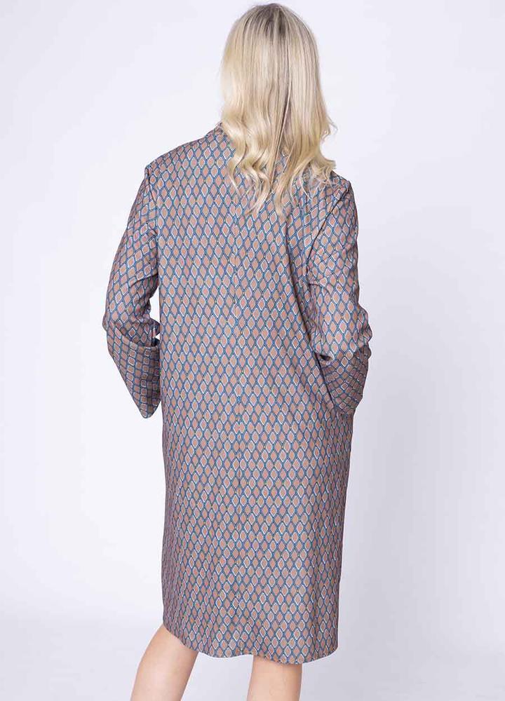 V Neck Diamond Pocket Dress in Camel