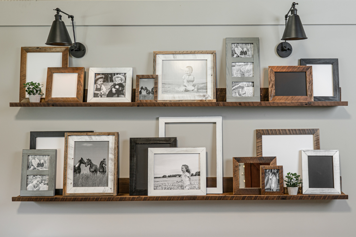 white distressed wood frames