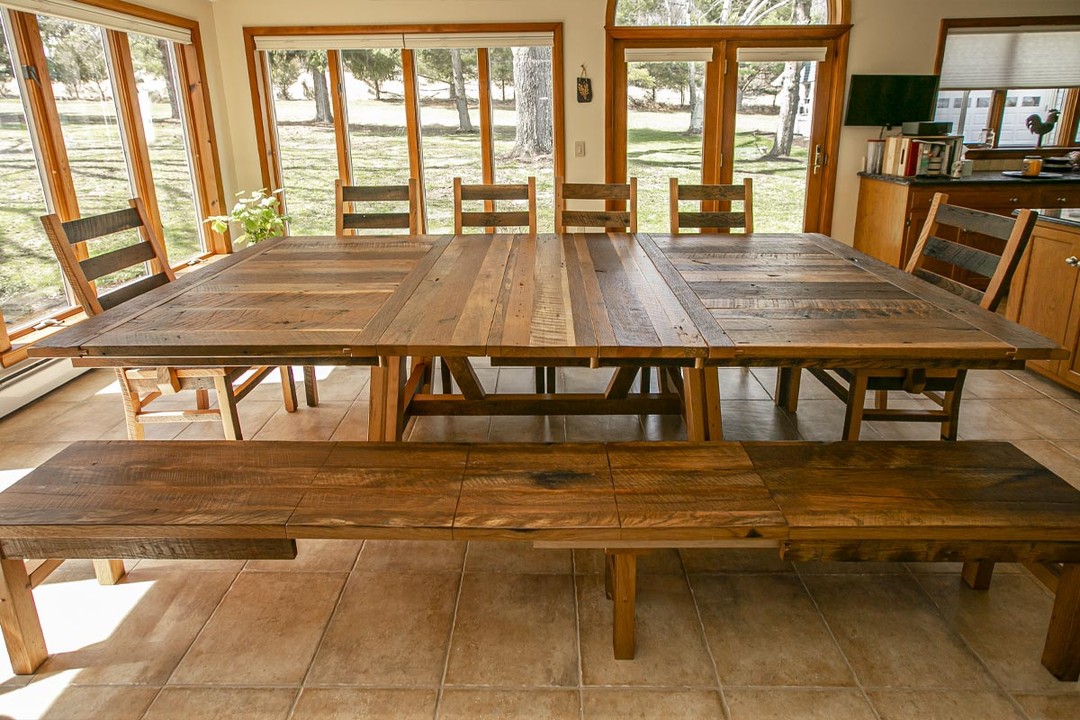 large rustic reclaimed wood dining table