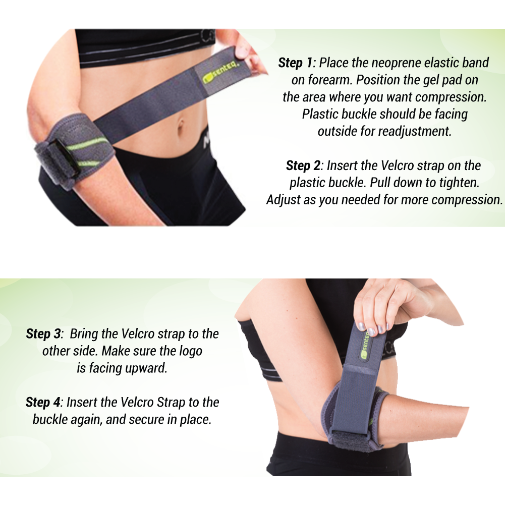 Elbow Support Brace by SENTEQ, Medical Grade, US FDA Approved. Tennis &  Golfer's Elbow Strap Band - Relieves Tendonitis and Forearm Pain