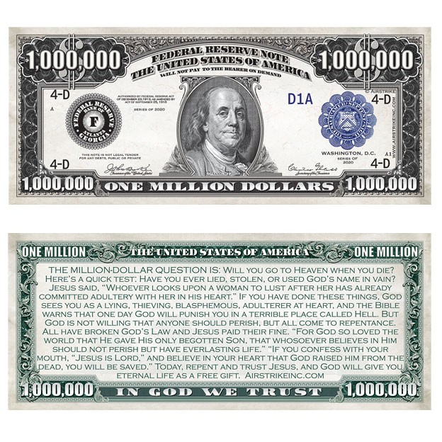 Set of 10 The Traditional One Million Dollar Bill Great Novelty Bill! 