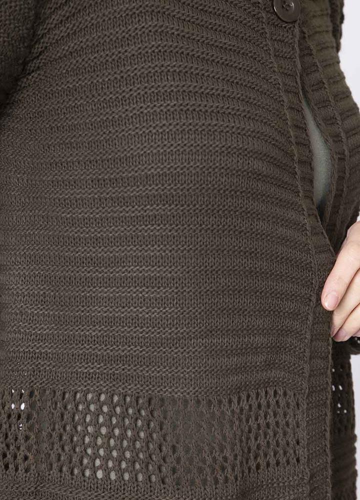 Front Open Knit Cardi in Khaki