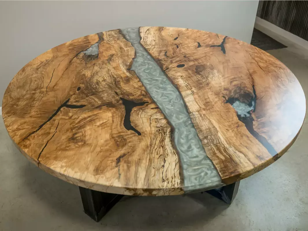 custom epoxy river round dining table