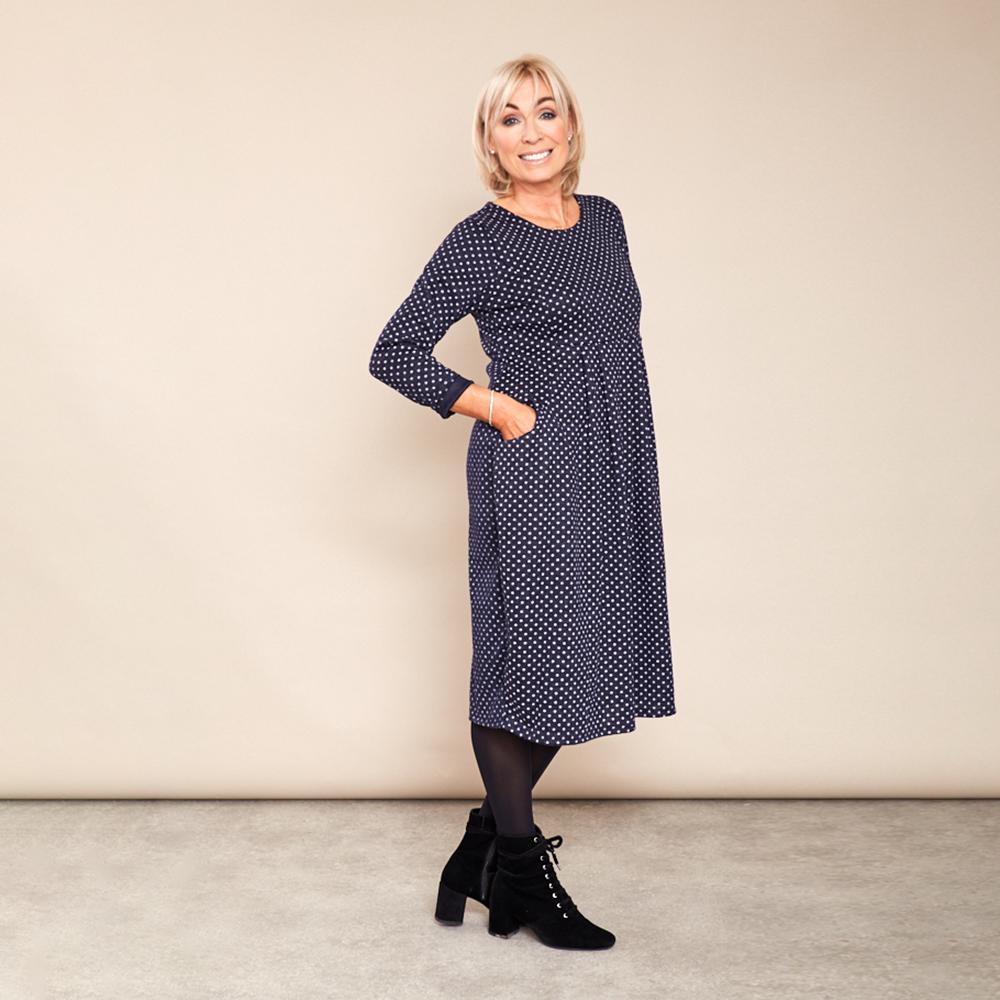 Zoe Polka Dot Dress (Navy)