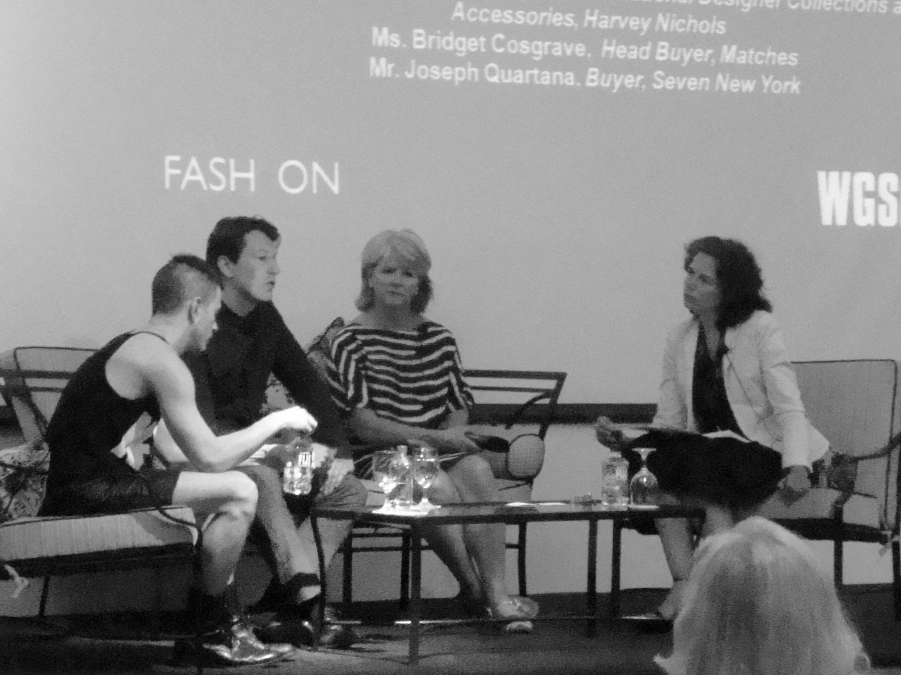 Joseph Quartana as part of a WGSN fashion panel along with buyers from Harvey Nichols and Matches.
