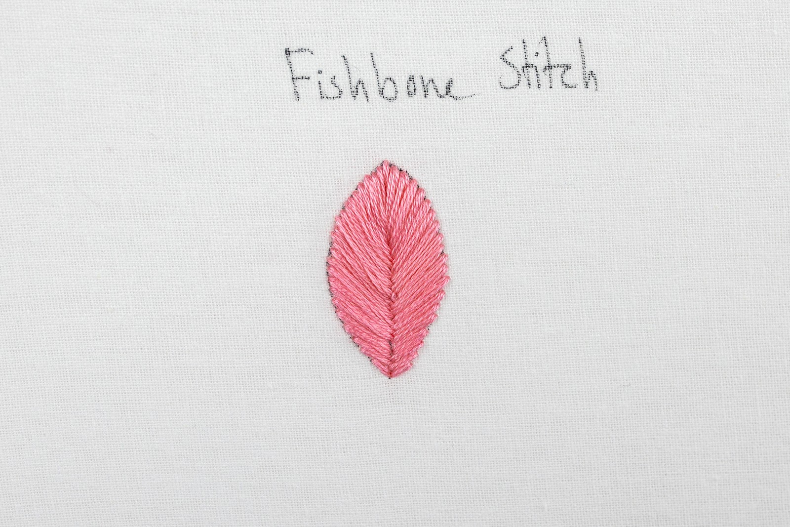 Fishbone stitch is used to create a leaf shape.