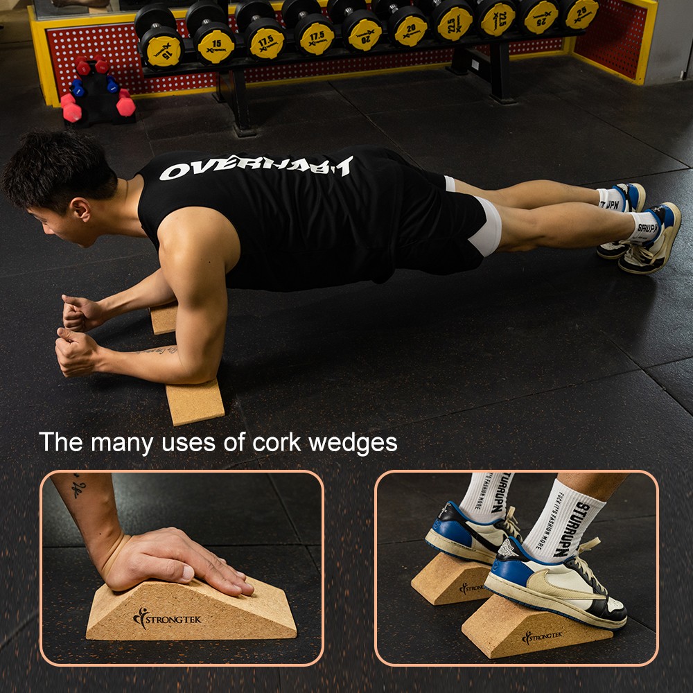 Cork Squat Wedge Block 2PCS Non Slip Professional Squat Ramp,Squat Platform for Heel Elevated Squats and Calf Raises,Slant Board Professional Squat Ramp for Weightlifting and Fitness 