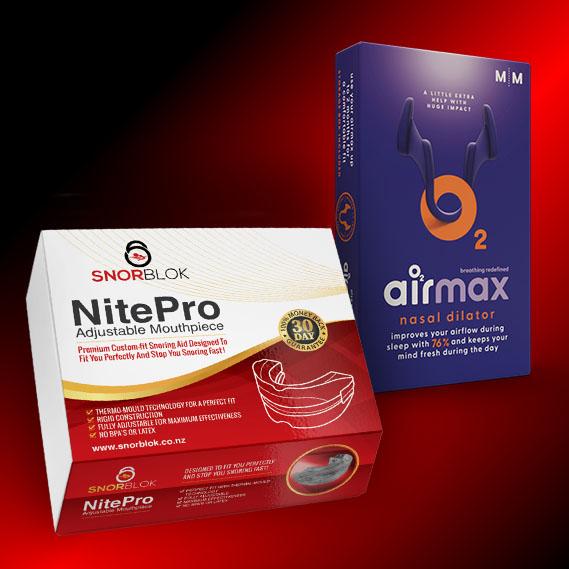 Stop Snoring Combo - NitePro Mouthpiece PLUS Airmax Nasal Inserts