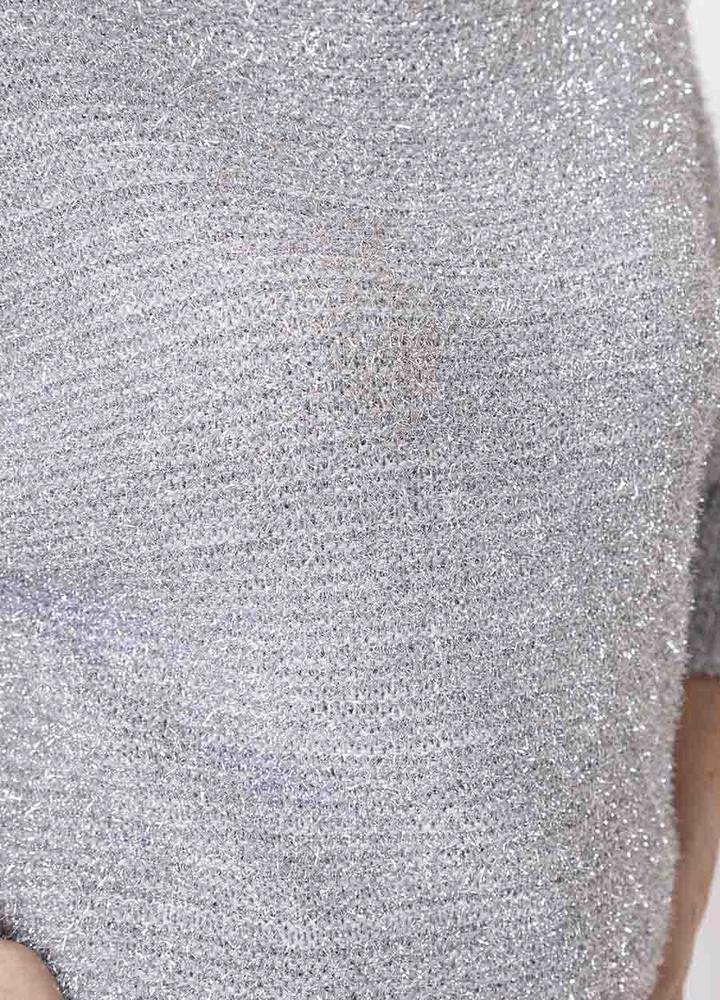 Glitter Round Neck Jumper in Silver