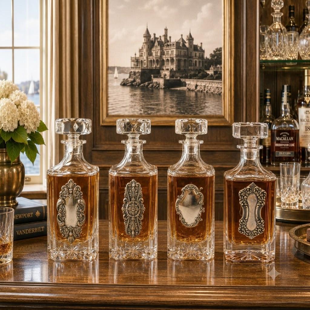 Vintage Silver Medallion Collection of Decanters