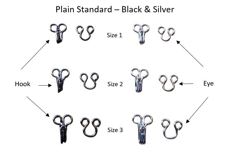 Plain Standard - Hook & Eye Set Sizes