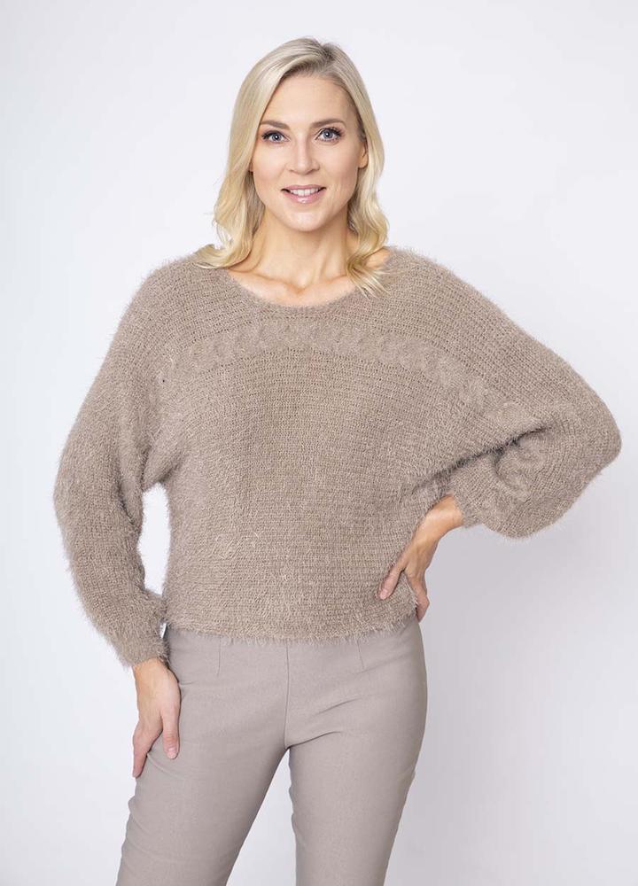 Cable Mohair Jumper in Taupe