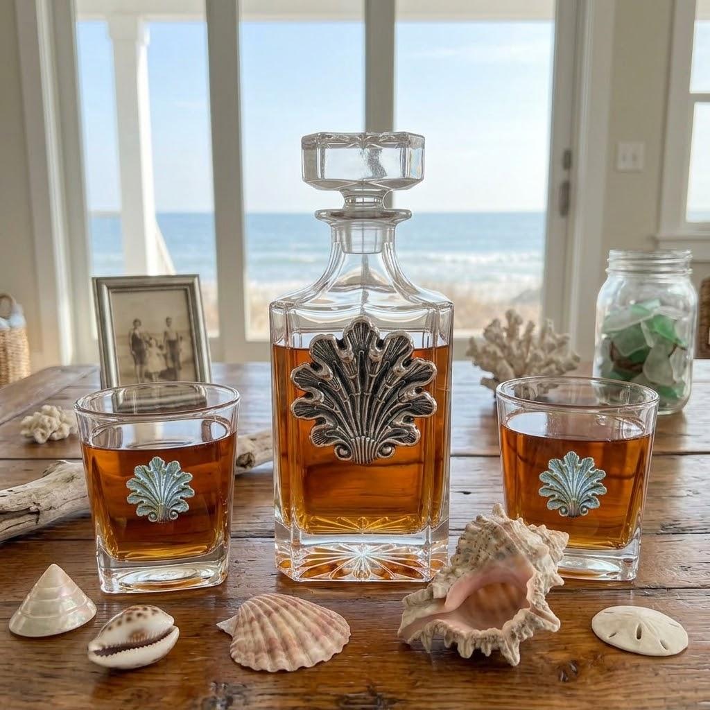 Fancy Seashell Decanter Set gift for beach lover