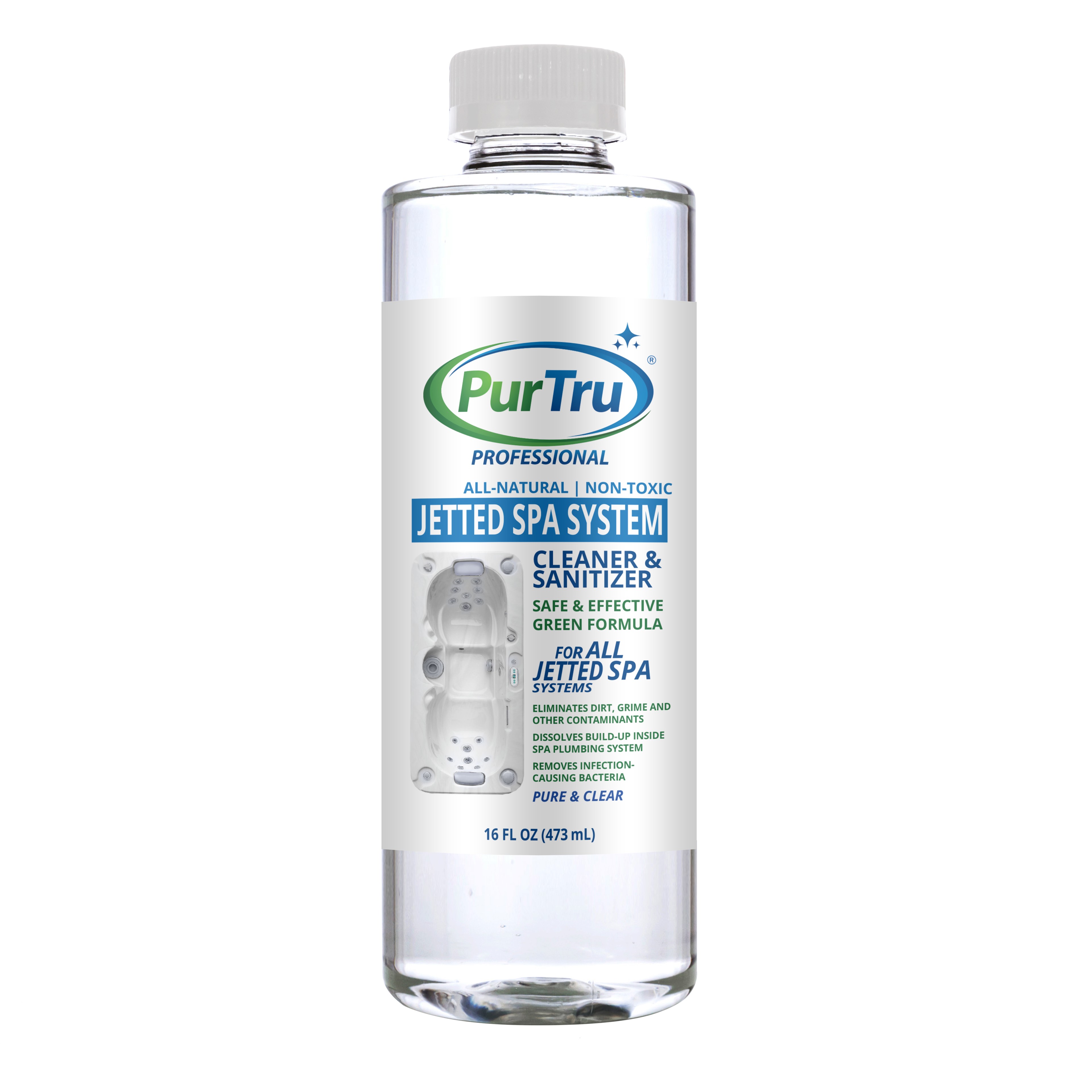 PurTru® PROFESSIONAL Jetted Spa System Sanitizing and Cleaning Solution 16 Fl Oz