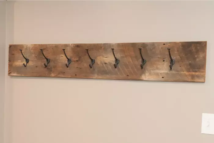 custom rustic coat rack with 7 hooks