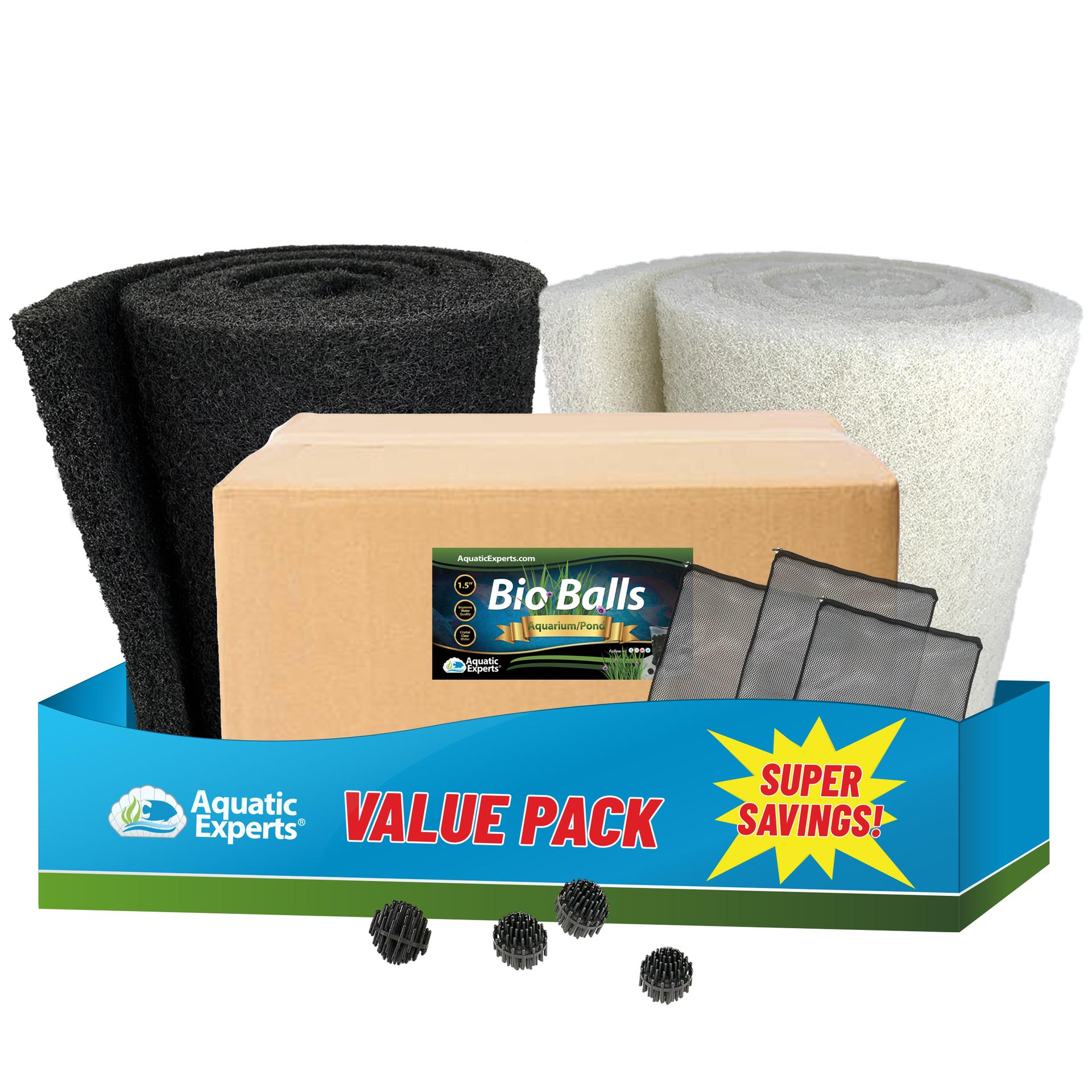 18 x 72 Coarse Filter Pad + 18 x 72 Fine Pond Filter Pad, + 900 Bio Balls Bundle Aquatic Experts 
