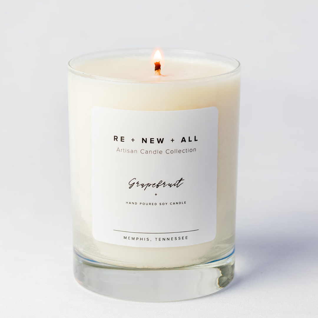 Grapefruit & Tuberose Scented Soy Candles Handmade in the USA. 