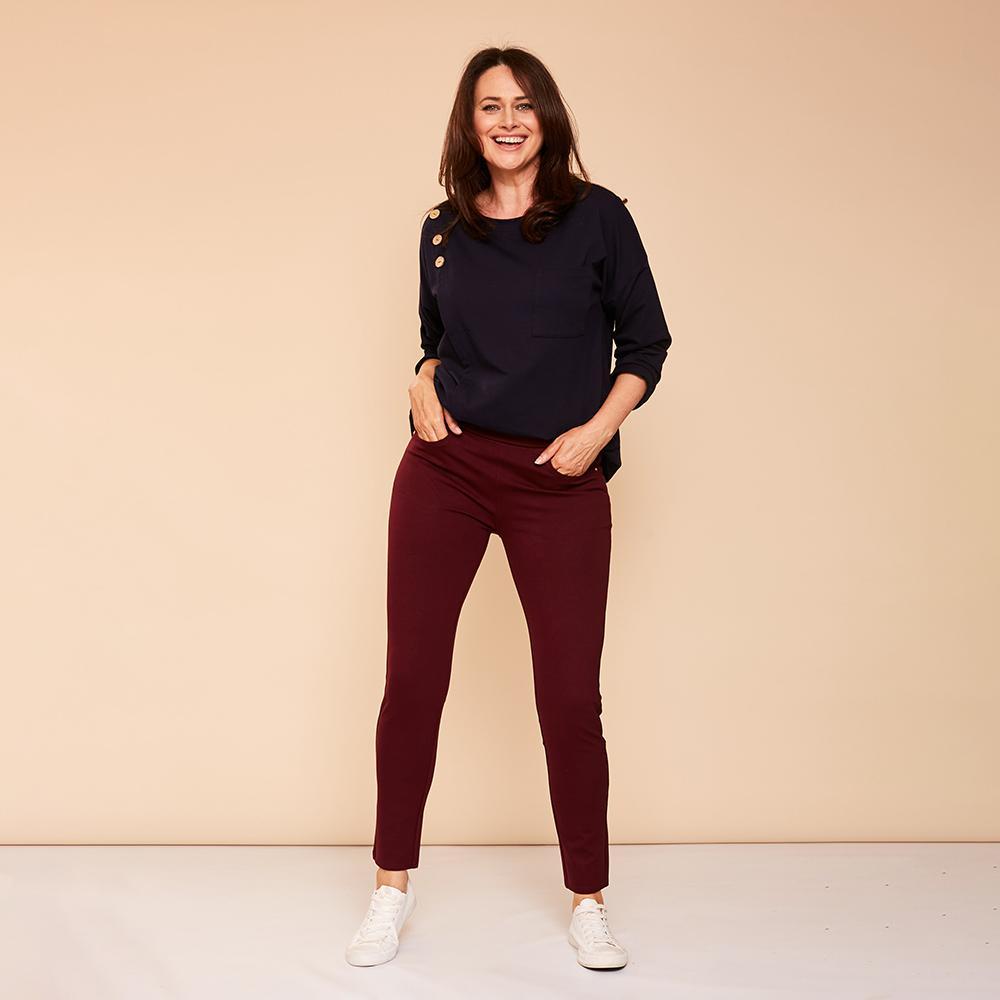 Ann Stretch Trousers(Wine)