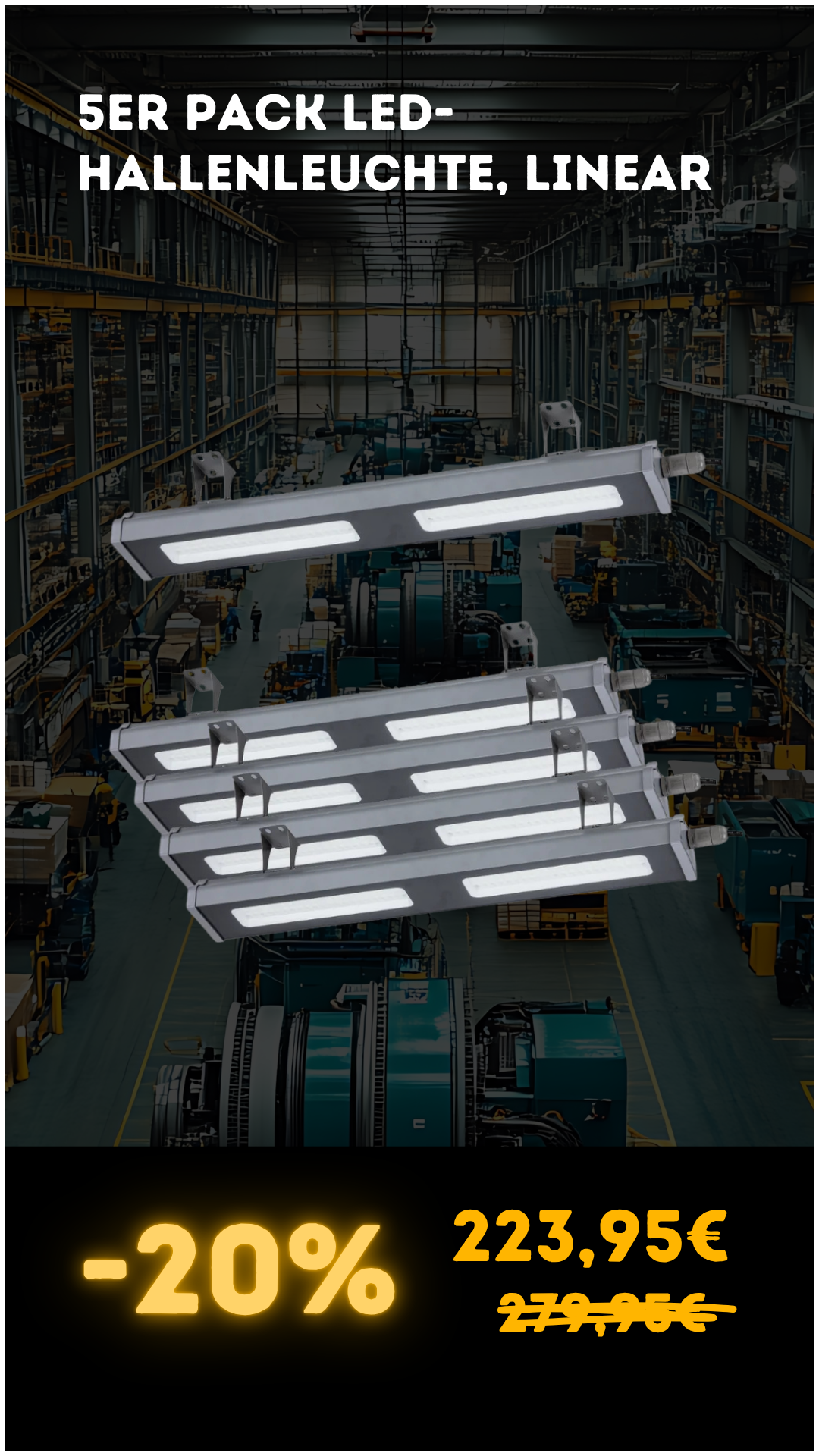 Linear-Hallenleuchte im 5er Pack