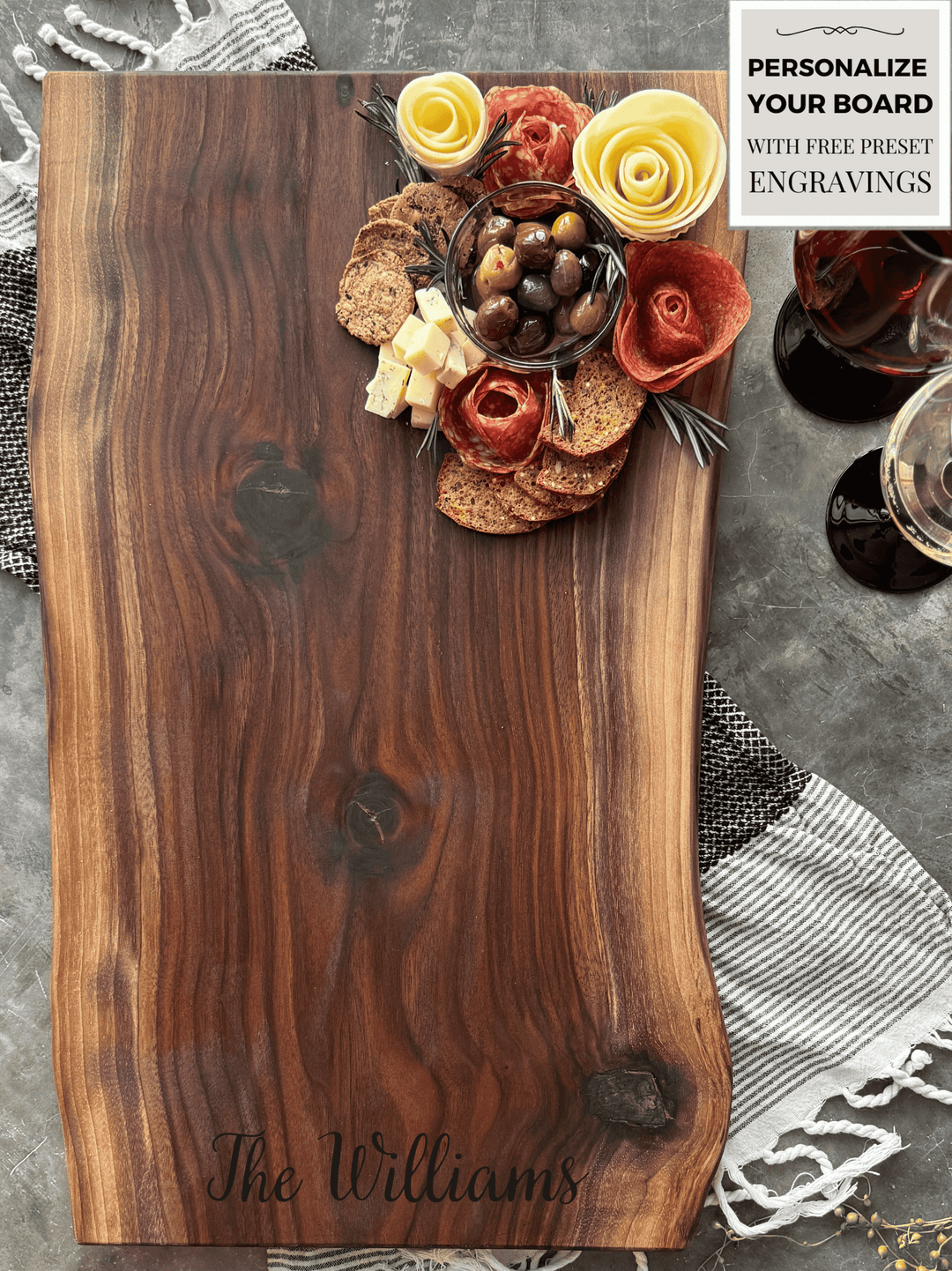Black Walnut Live Edge Charcuterie Boards No Handles