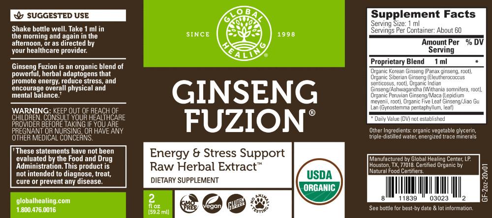 Global Healing Ginseng Fuzion Label