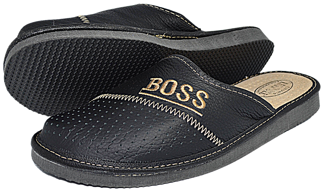 Eddy - Mens closed toe leather slippers - Reindeer Leather