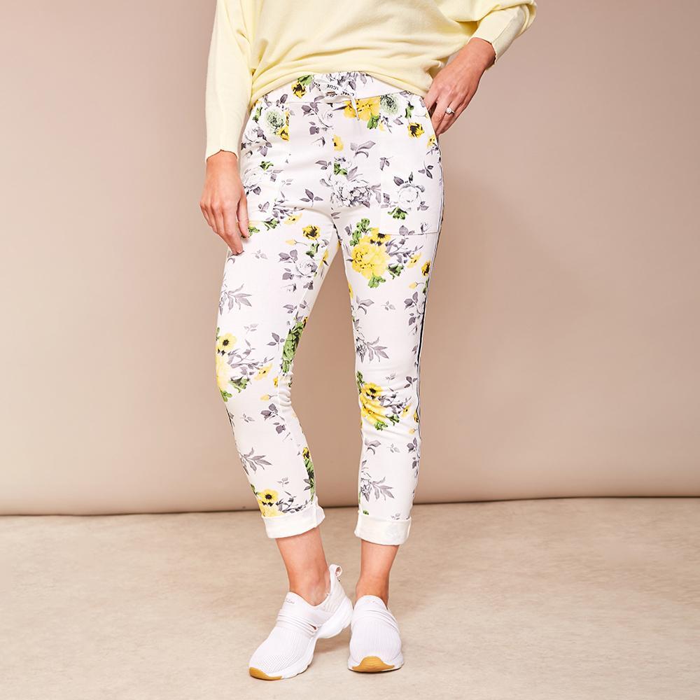 Kelly Floral Joggers (Lemon)