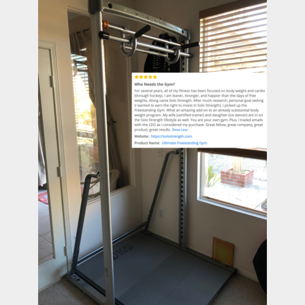 customer product review freestanding home gym bodyweight assisted pull up tower by SoloStrength