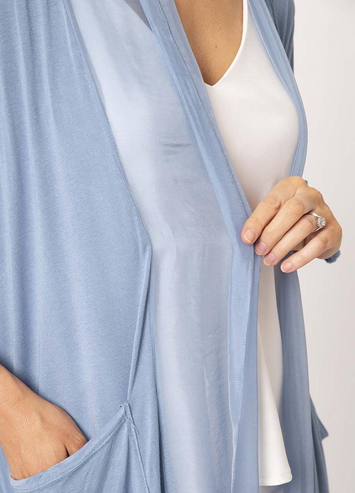 Long Button Sleeve Silk Cardi