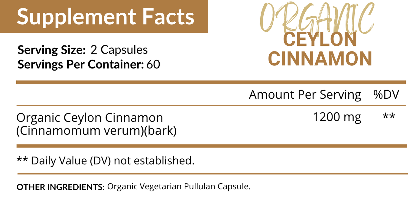 Organic Ceylon Cinnamon Supplements 1200mg NutriFlair