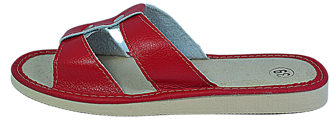 Liona - women red bedroom slippers - Reindeer Leather