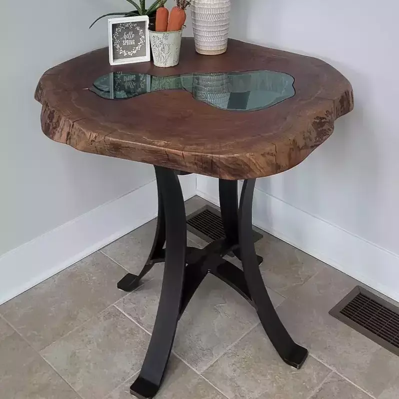 walnut live edge pond accent table