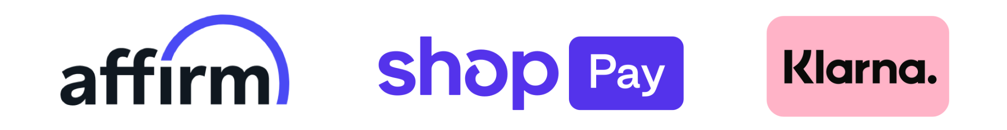 Payment options such as Affirm, Shop pay and Kalrna