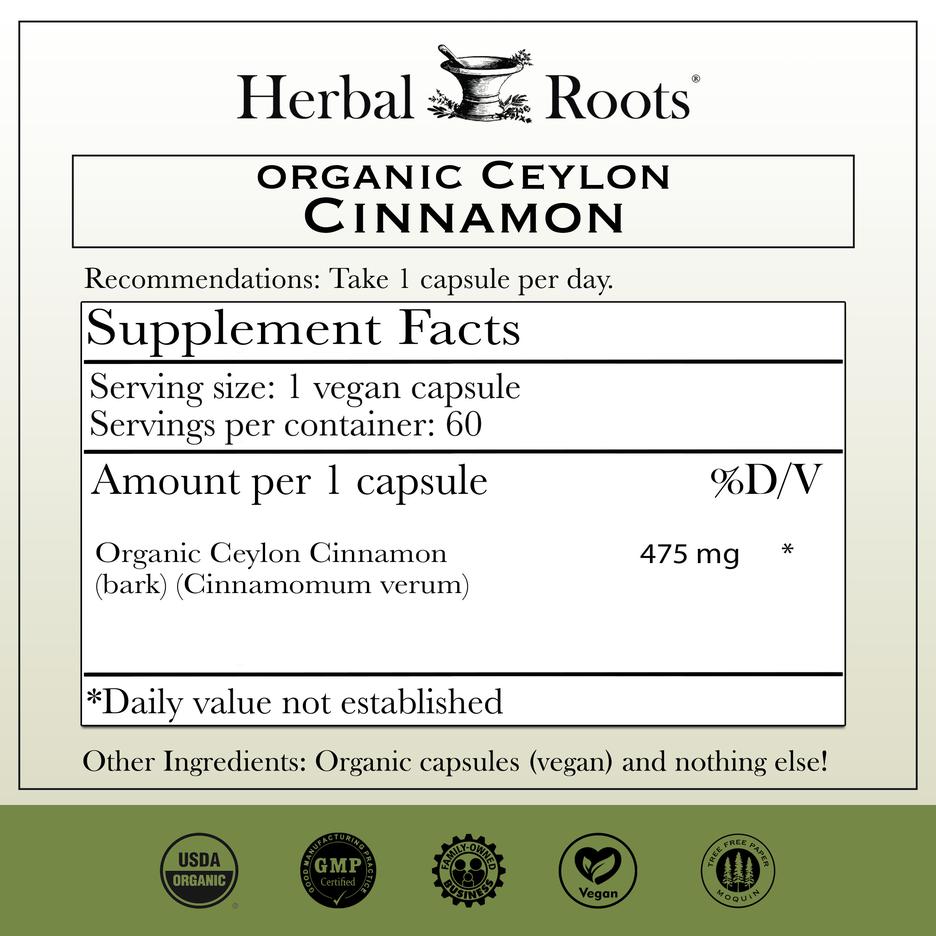 Ceylon Roots Lunch Organic Ceylon Cinnamon - 475mg | Herbal Roots โ Herbal Roots