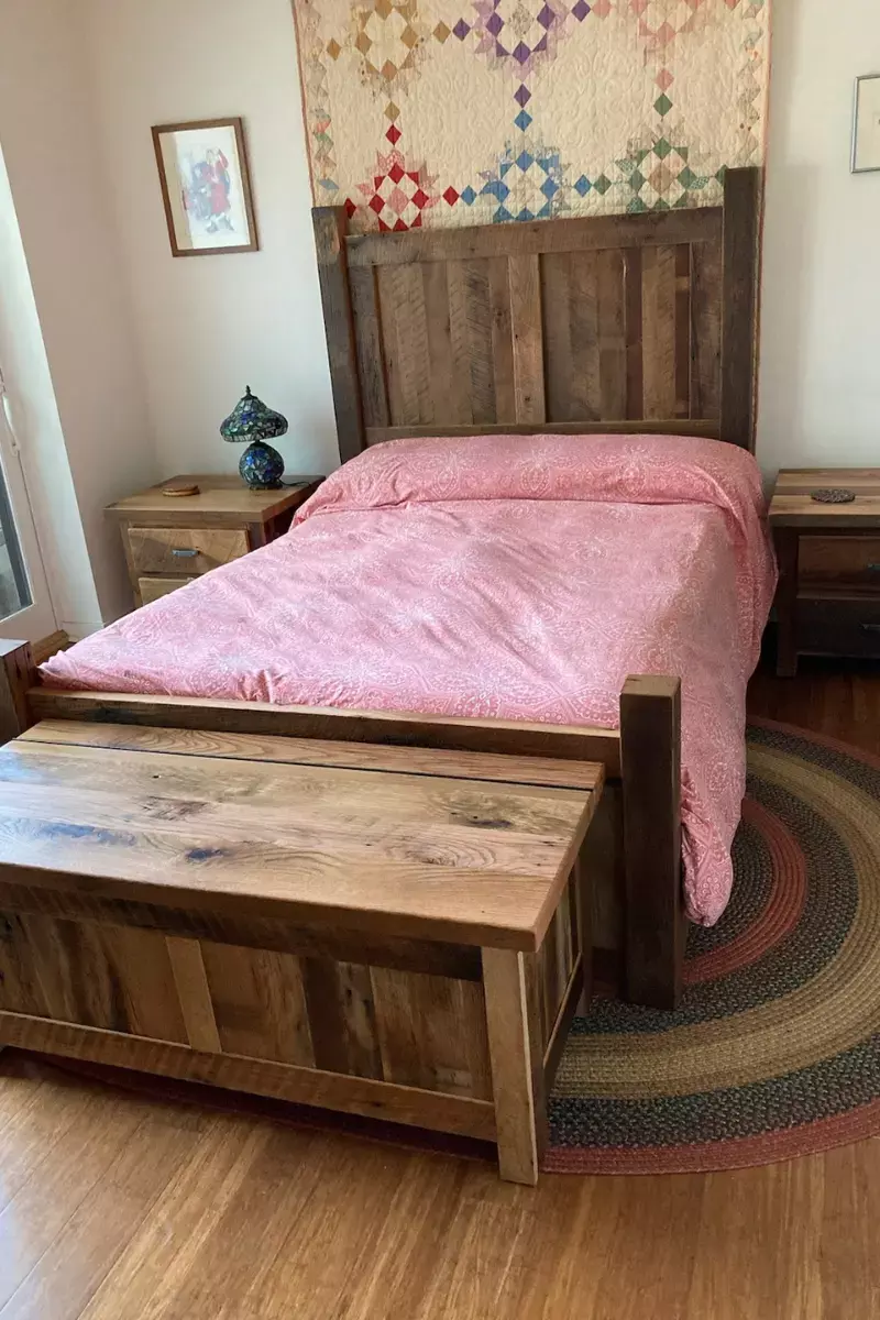 cherry wood sleigh style bed