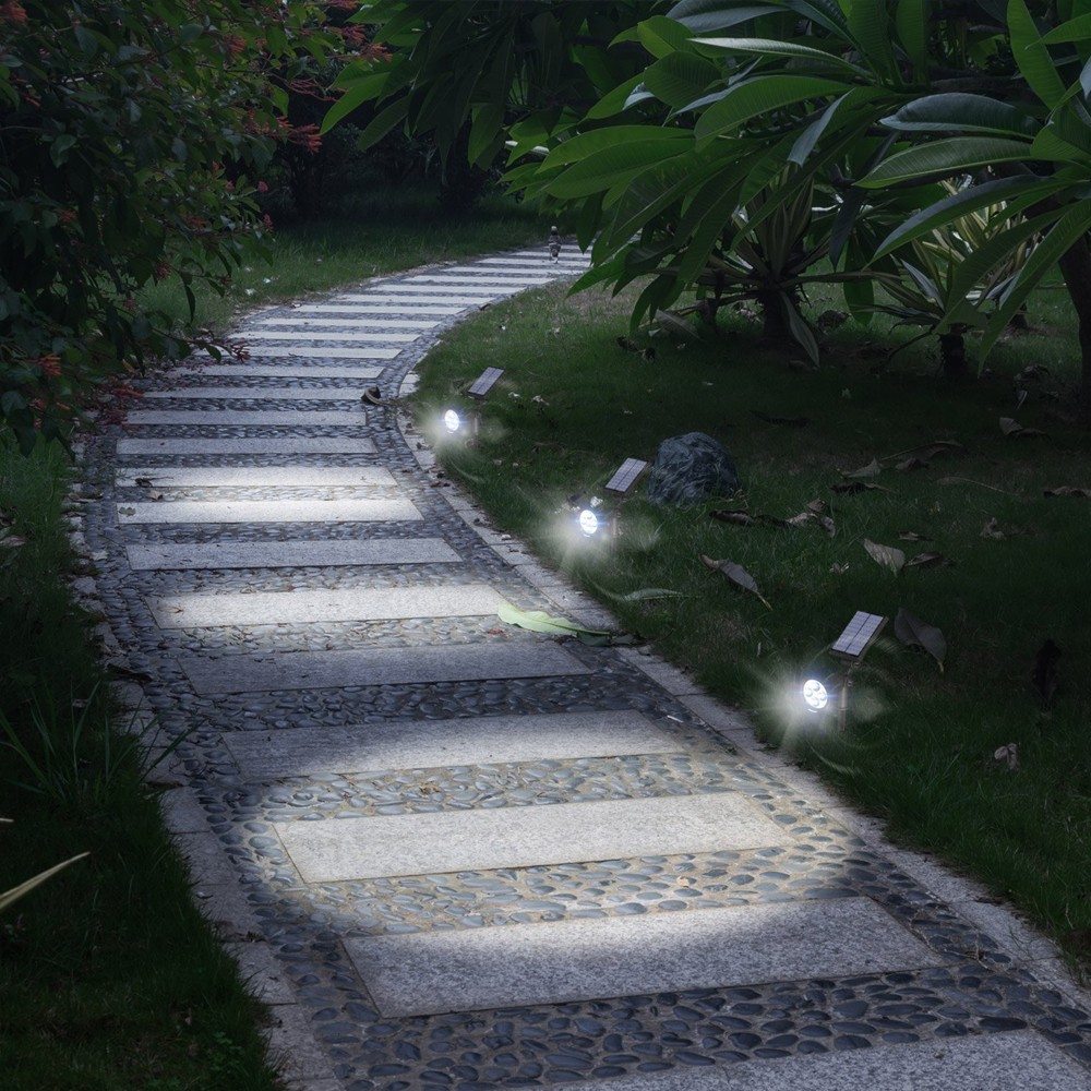 4 LED Solar Lights 200 Lumens Spotlight Outdoor Landscape Garden Wall Light Lamp 