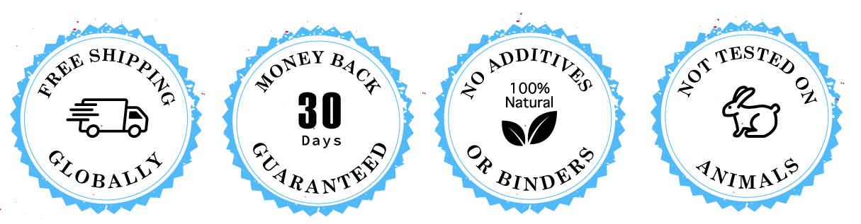 FREE SHIPPING 30 DAYS MONEY BACK GUARANTEED NO ADDITIVES OR BINDERS 100% NATURAL NOT TESTED ON ANIMALS