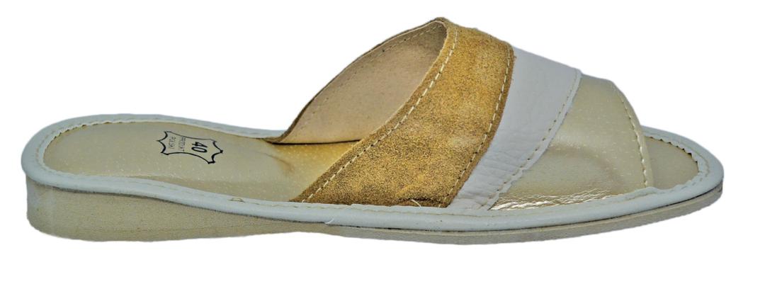 Ivory - Women home leather slippers - Reindeer leather