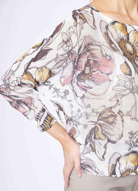 Lily Print Batwing Top in White