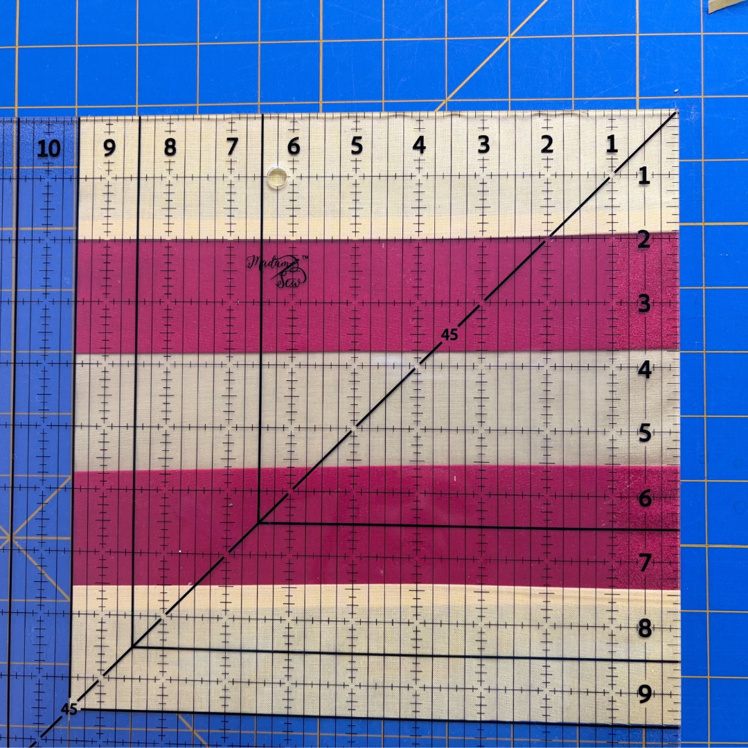 Picture of a perfectly square 9.5” quilt block.