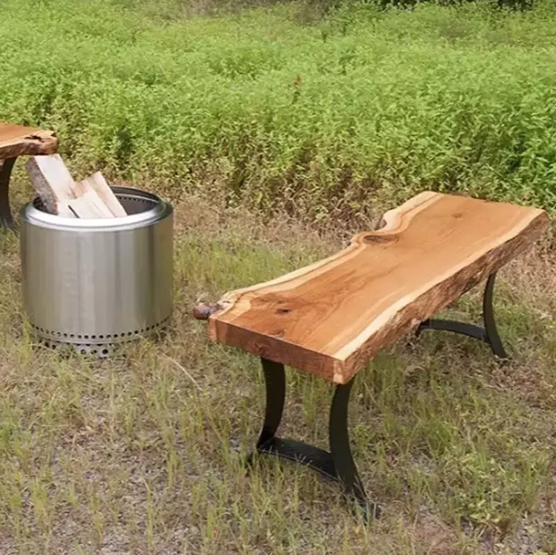 live edge oak outdoor bench